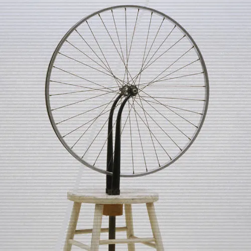 A photo of Marchel Duchamp's Roue de bicyclette.